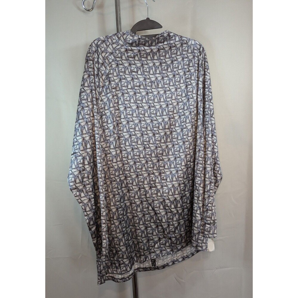 Women's Shegul NY Funnel Neck Long Sleeve Blouse Art Deco Print SZ 22 [C08]